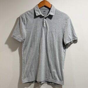 H&M Men’s Heather Gray Slim Fit Polo Shirt Size‎ S